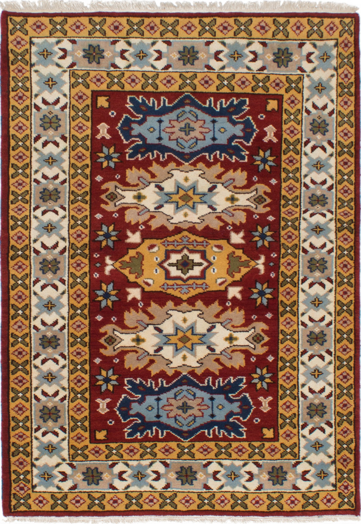 Hand-knotted Royal Kazak Red Wool Rug 4'6" x 6'4" Size: 4'6" x 6'4"  