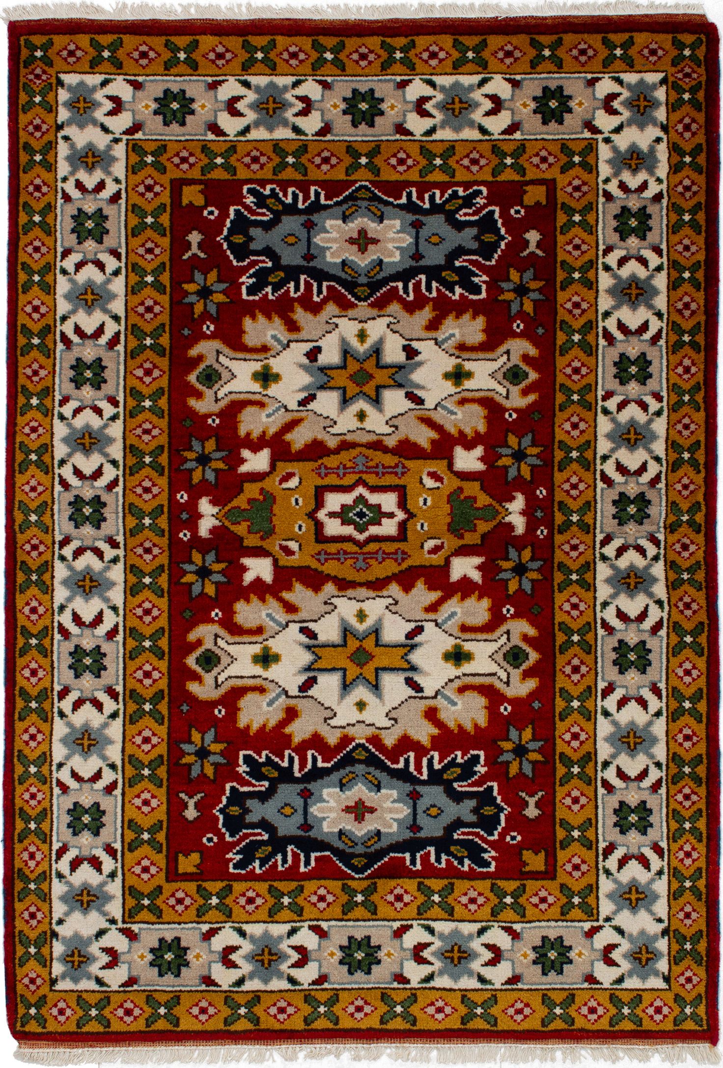 Hand-knotted Royal Kazak Dark Red Wool Rug 4'7" x 6'6" Size: 4'7" x 6'6"  