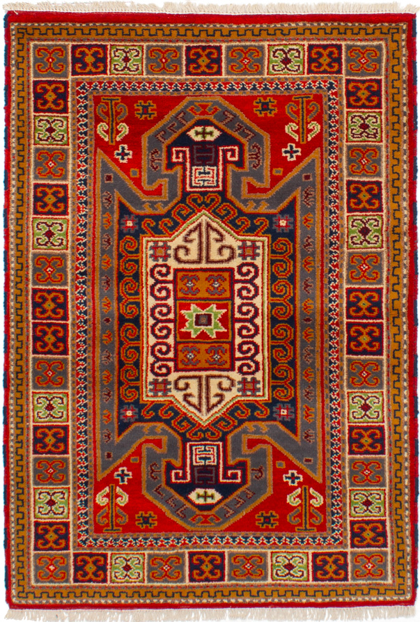 Hand-knotted Royal Kazak Red Wool Rug 4'0" x 5'9"  Size: 4'0" x 5'9"  