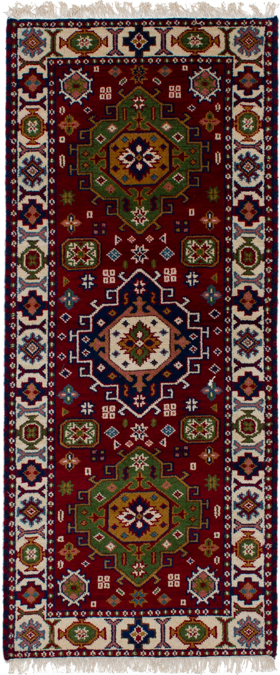 Hand-knotted Royal Kazak Red Wool Rug 2'9" x 6'6" Size: 2'9" x 6'6"  