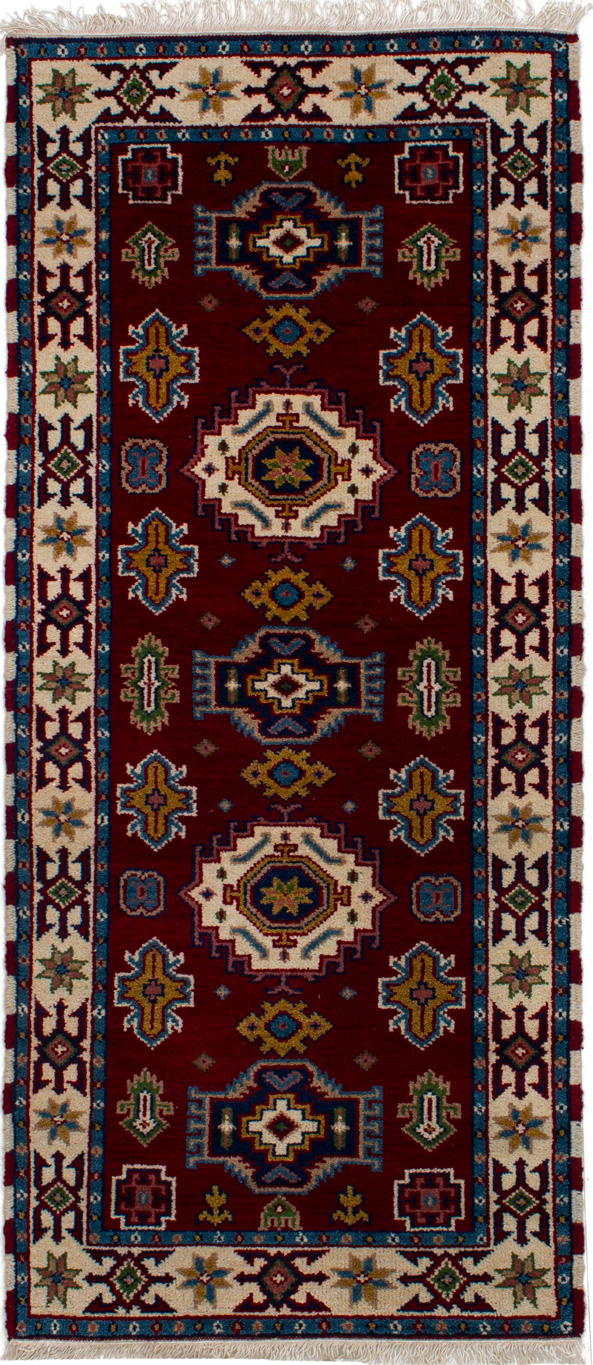 Hand-knotted Royal Kazak Red Wool Rug 2'10" x 6'9" Size: 2'10" x 6'9"  