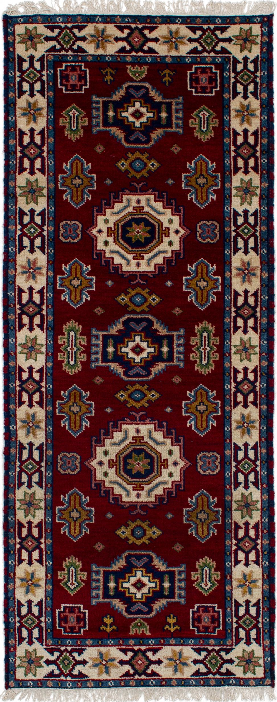 Hand-knotted Royal Kazak Red Wool Rug 2'9" x 6'7"  Size: 2'9" x 6'7"  