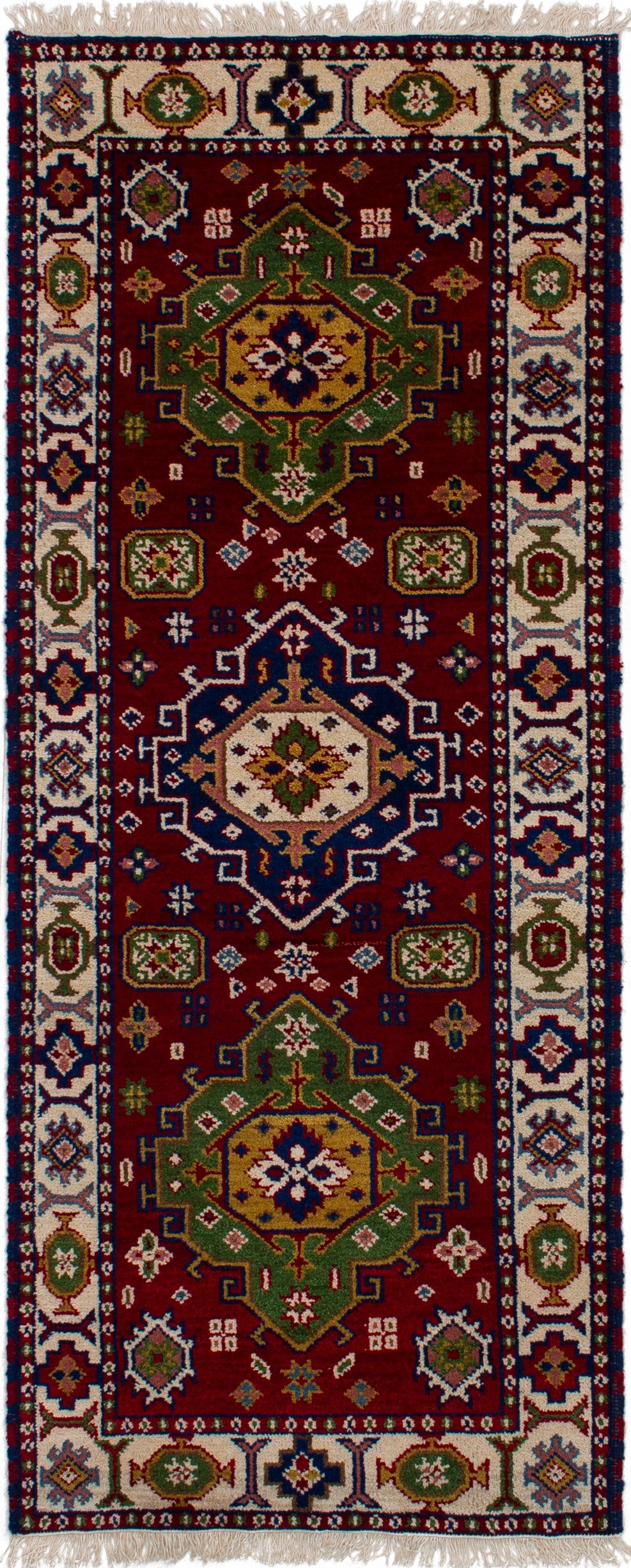 Hand-knotted Royal Kazak Dark Red Wool Rug 2'8" x 6'8" Size: 2'8" x 6'8"  