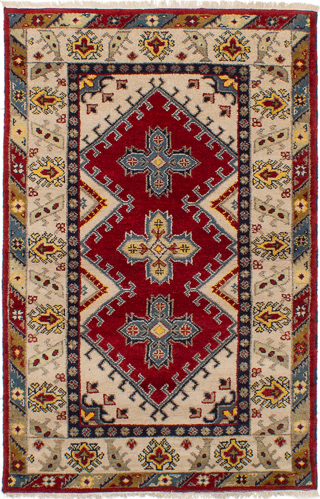 Hand-knotted Royal Kazak Red Wool Rug 4'2" x 6'5" Size: 4'2" x 6'5"  