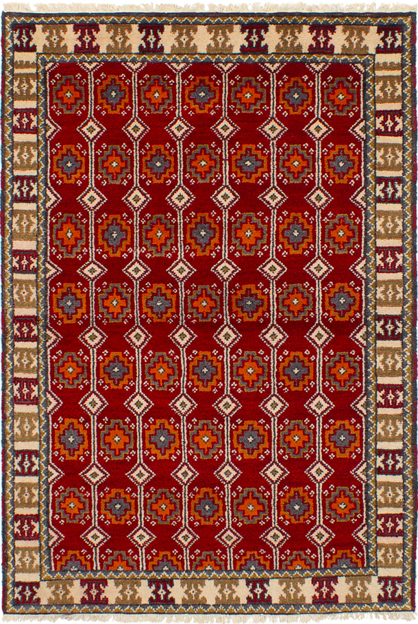 Hand-knotted Royal Kazak Red Wool Rug 4'0" x 6'0" (20) Size: 4'0" x 6'0"  