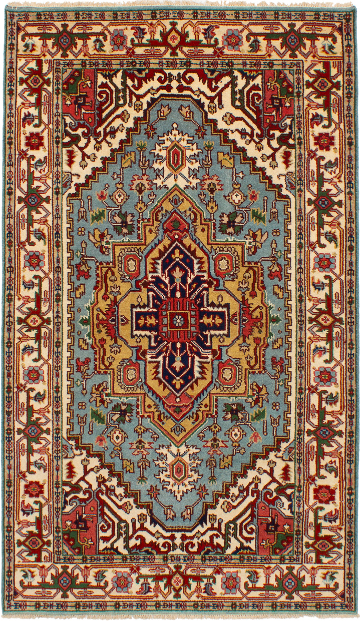 Hand-knotted Serapi Heritage Cream Wool Rug 4'11" x 8'6" Size: 4'11" x 8'6"  