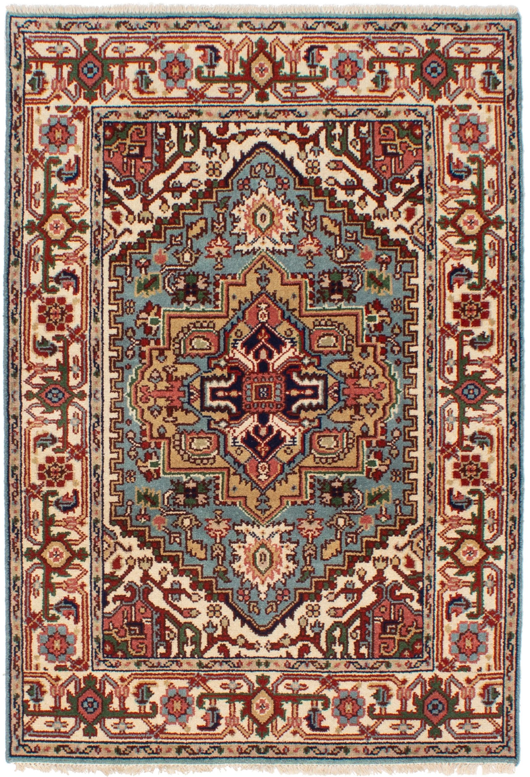 Hand-knotted Serapi Heritage Cream Wool Rug 4'1" x 6'0" Size: 4'1" x 6'0"  