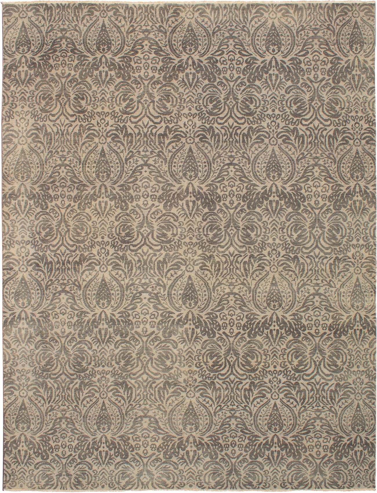 Hand-knotted Finest Ushak Light Khaki Wool Rug 9'0" x 11'9" Size: 9'0" x 11'9"  