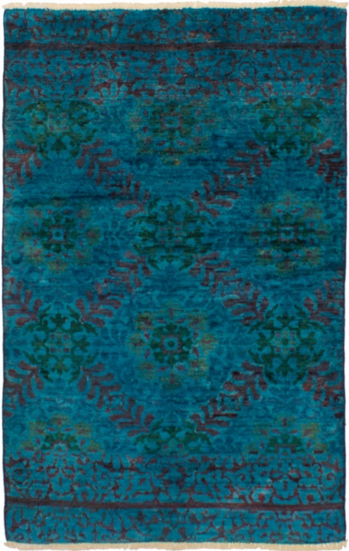 Hand-knotted Vibrance Turquoise Wool Rug 3'10" x 6'0" Size: 3'10" x 6'0"  