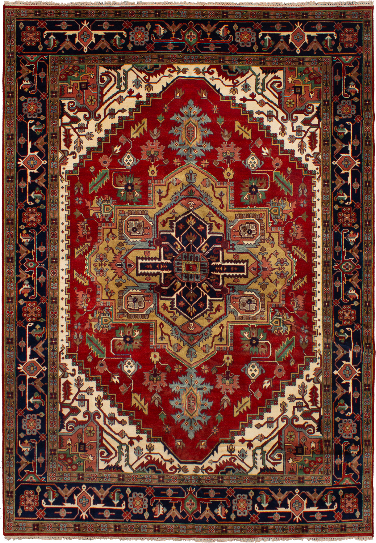 Hand-knotted Serapi Heritage Dark Red Wool Rug 9'10" x 14'3" Size: 9'10" x 14'3"  