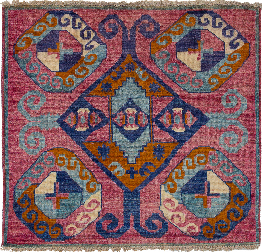 Hand-knotted Shalimar Dark Pink Wool Rug 4'1" x 4'4" Size: 4'1" x 4'4"  