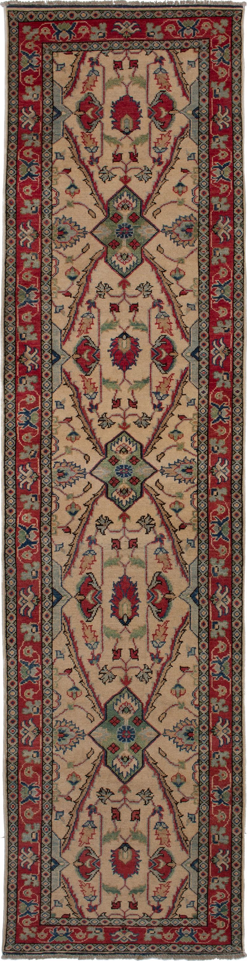Hand-knotted Finest Gazni Beige Wool Rug 2'6" x 10'2" Size: 2'6" x 10'2"  