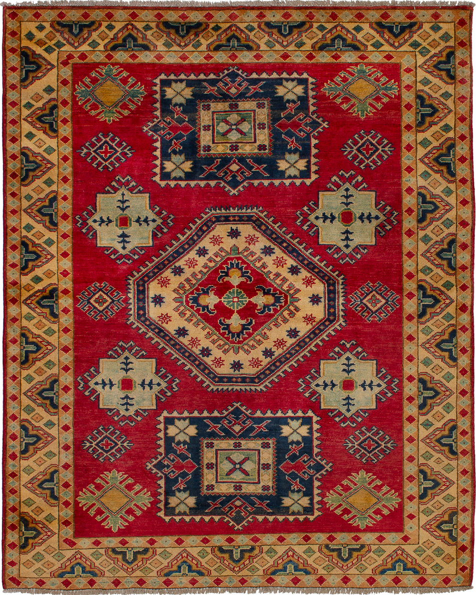 Hand-knotted Finest Gazni Red Wool Rug 4'10" x 6'1" Size: 4'10" x 6'1"  