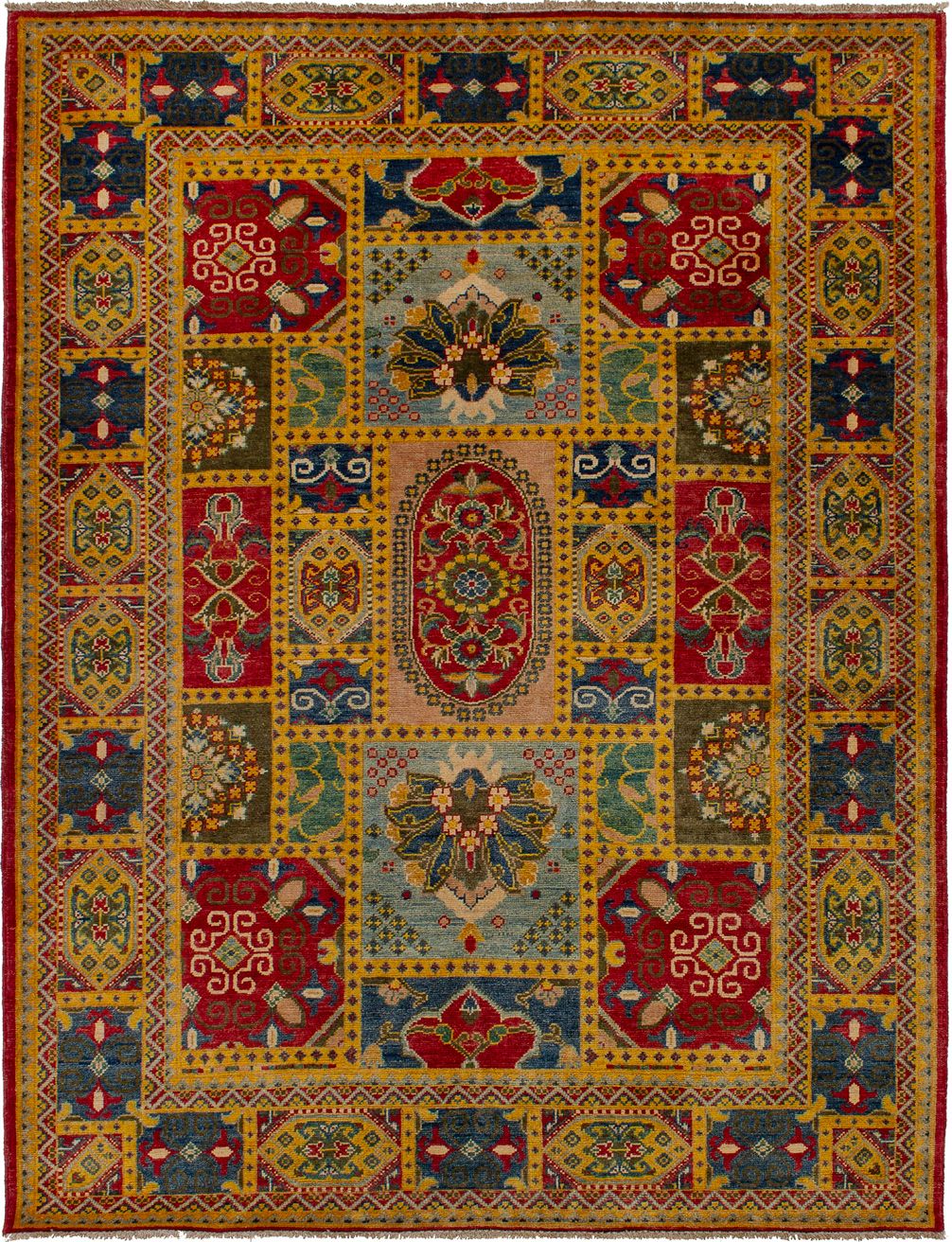 Hand-knotted Finest Gazni Tan Wool Rug 5'2" x 6'9" Size: 5'2" x 6'9"  