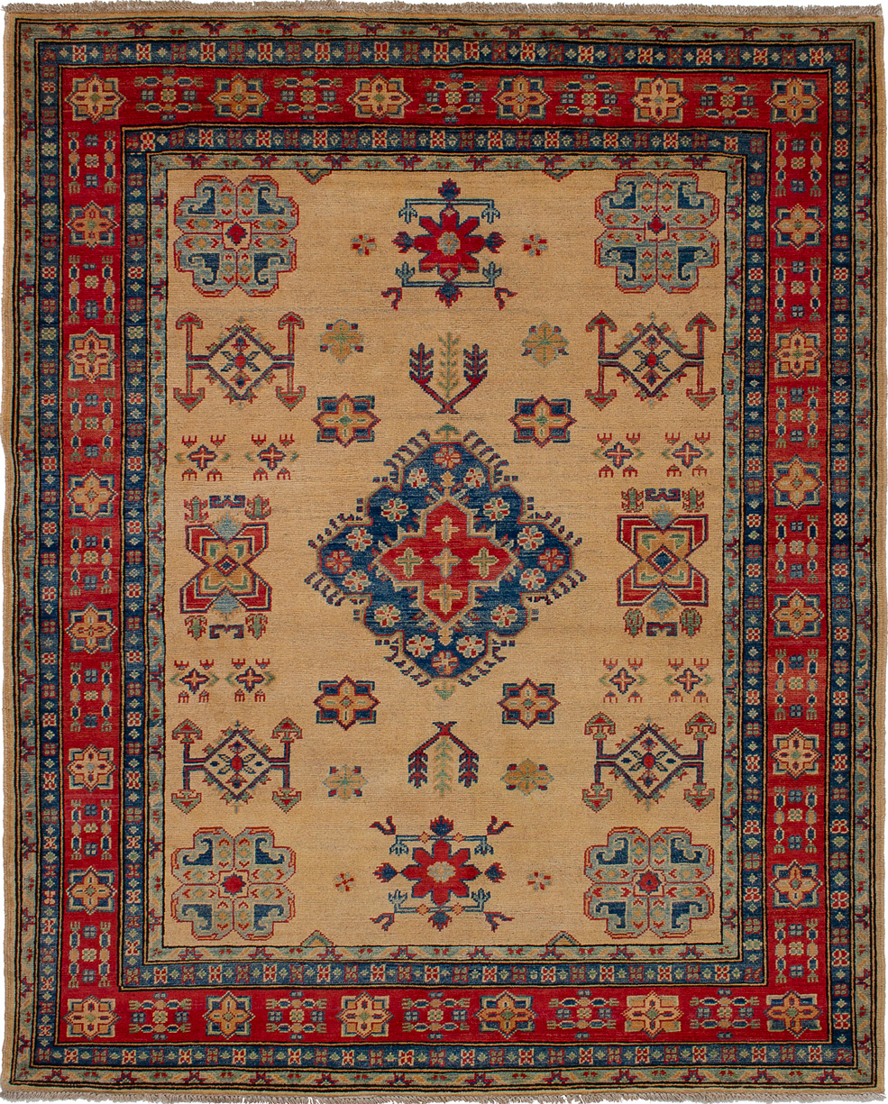 Hand-knotted Finest Gazni Beige, Red Wool Rug 5'1" x 6'3" Size: 5'1" x 6'3"  