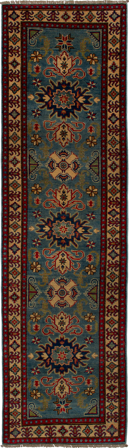 Hand-knotted Finest Gazni Turquoise Wool Rug 2'7" x 9'4" Size: 2'7" x 9'4"  