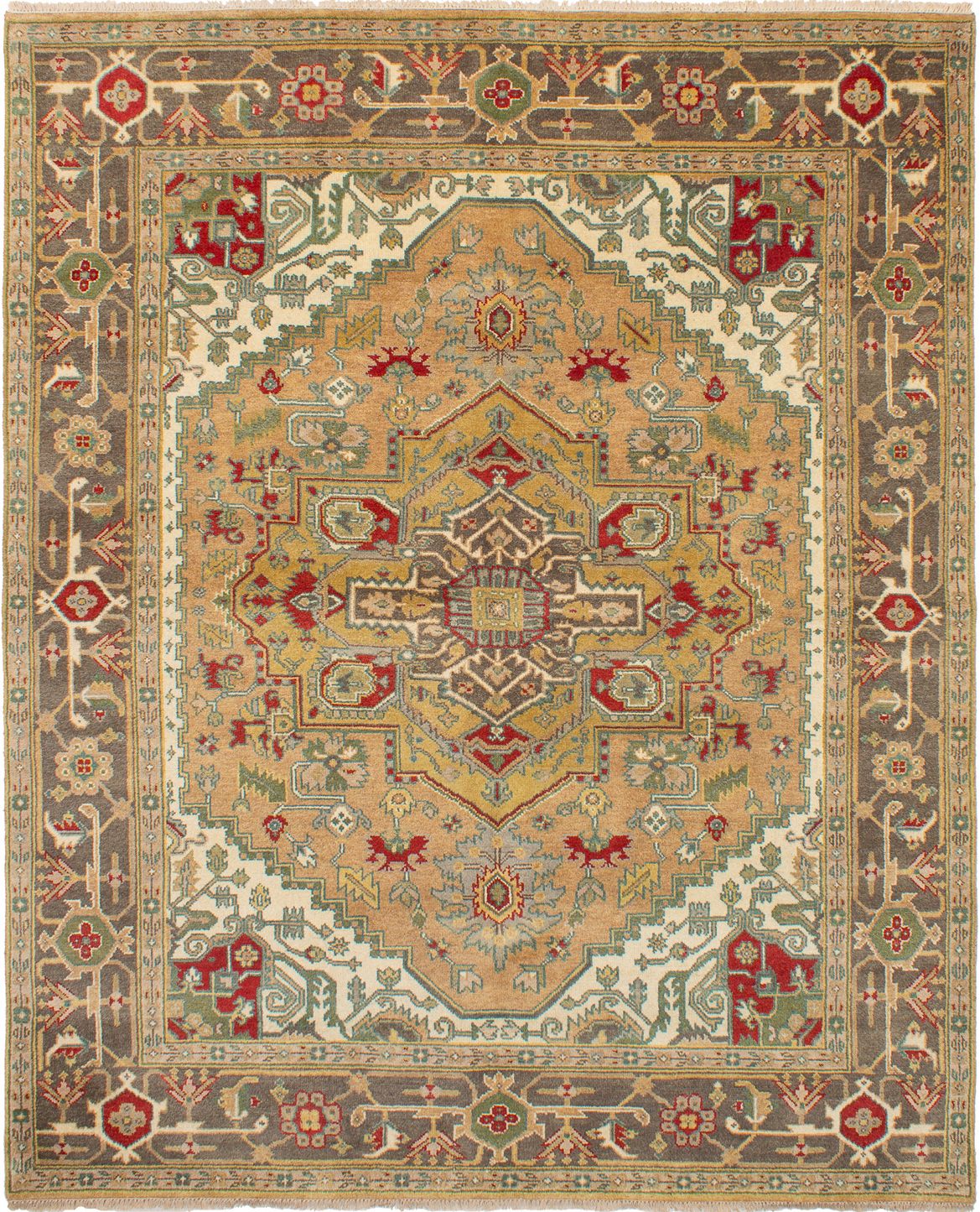 Hand-knotted Serapi Heritage Tan Wool Rug 8'10" x 9'10" Size: 8'10" x 9'10"  