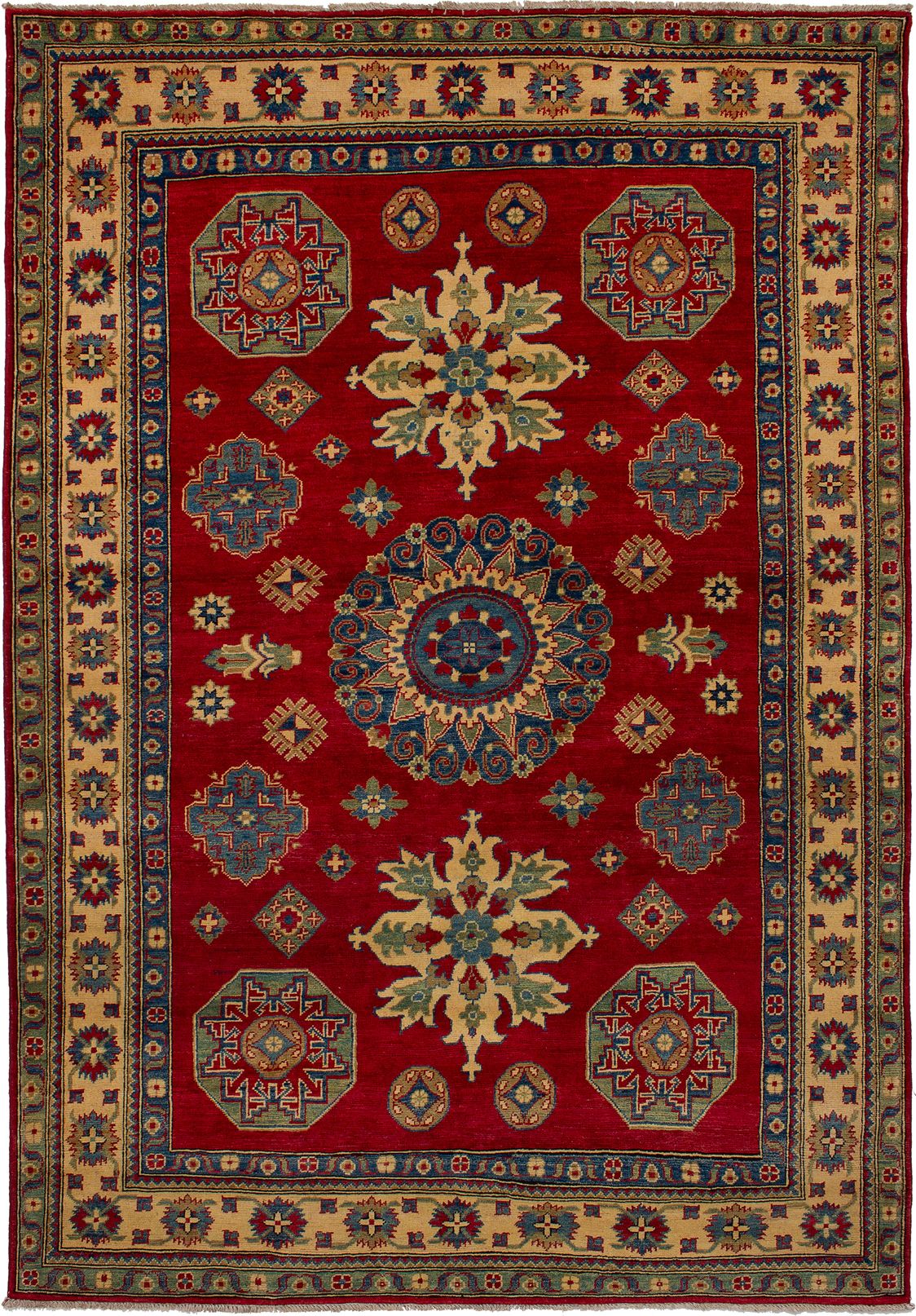Hand-knotted Finest Gazni Red Wool Rug 6'2" x 8'11"  Size: 6'2" x 8'11"  