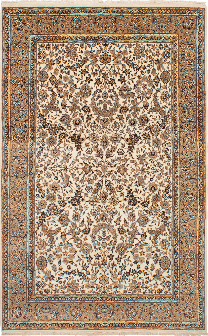 Hand-knotted Jamshidpour Cream Wool Rug 6'2" x 9'9" Size: 6'2" x 9'9"  