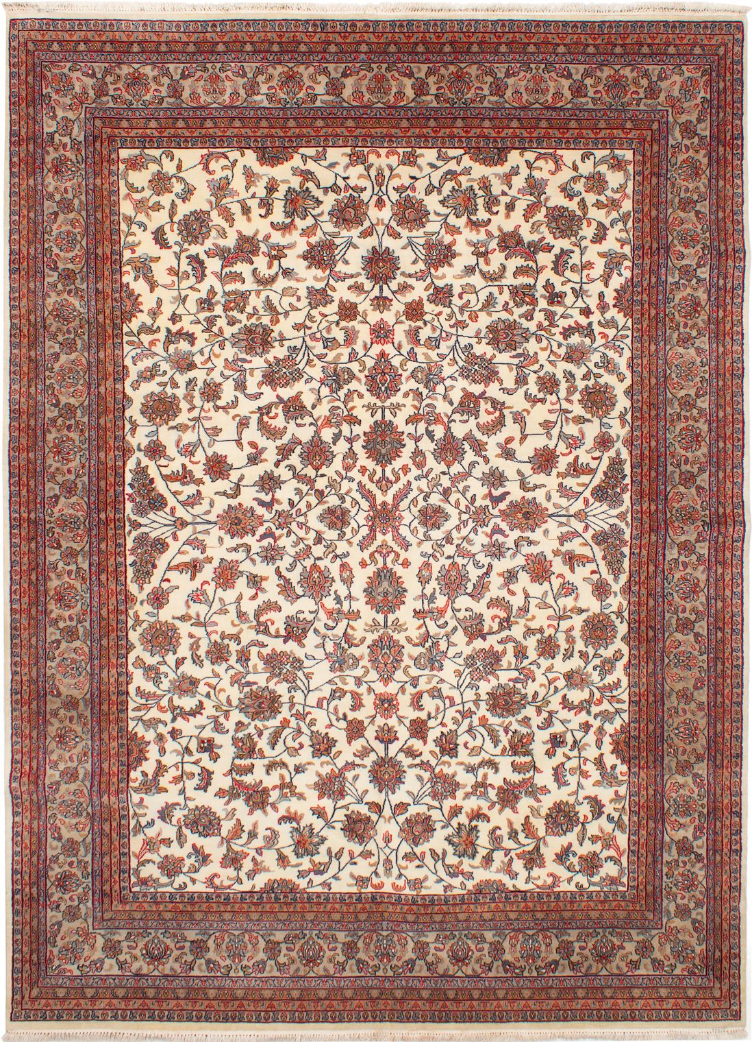 Hand-knotted Jamshidpour Cream Wool Rug 8'2" x 11'1" Size: 8'2" x 11'1"  