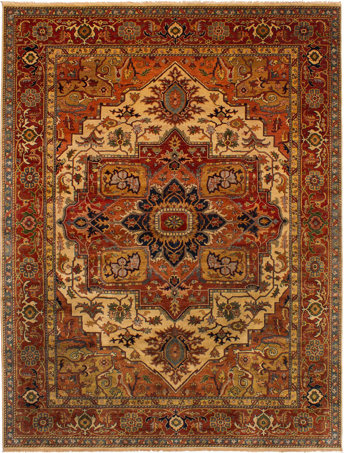 Hand-knotted Jules-Sultane Dark Copper Wool Rug 8'11" x 11'8"  Size: 8'11" x 11'8"  