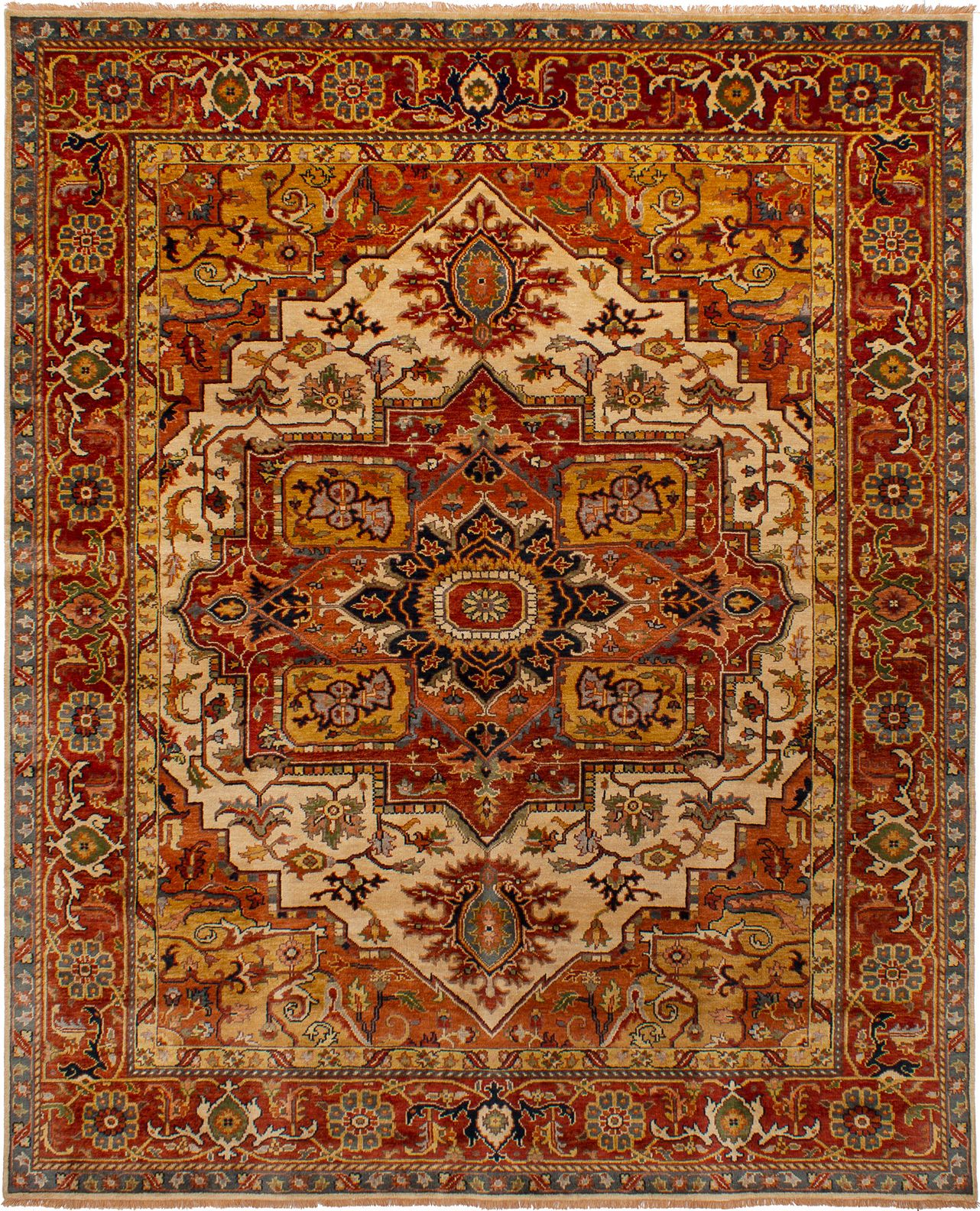 Hand-knotted Jules-Sultane Dark Copper, Ivory Wool Rug 8'0" x 9'10" Size: 8'0" x 9'10"  