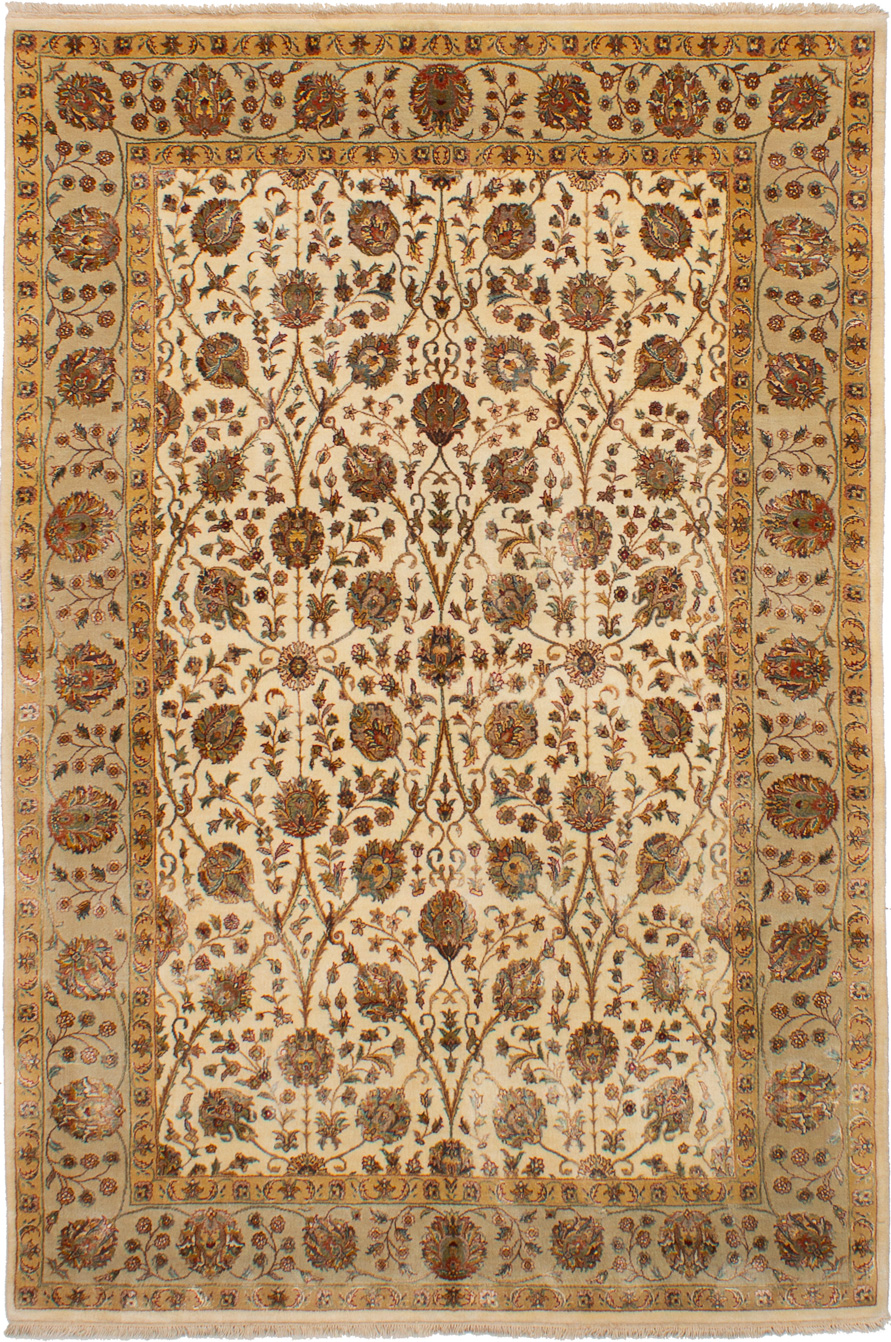 Hand-knotted Harrir Select Cream  Rug 5'6" x 8'1" Size: 5'6" x 8'1"  