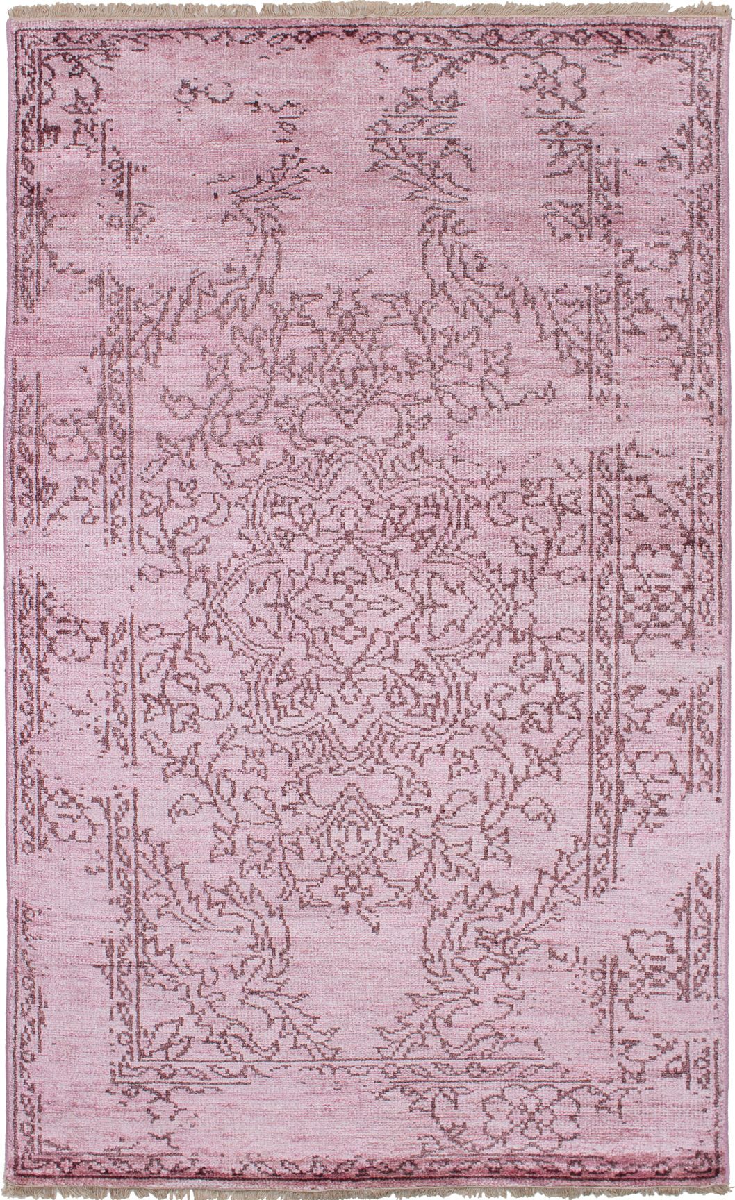 Hand-knotted Jules Ushak Pink  Rug 4'11" x 7'11" Size: 4'11" x 7'11"  