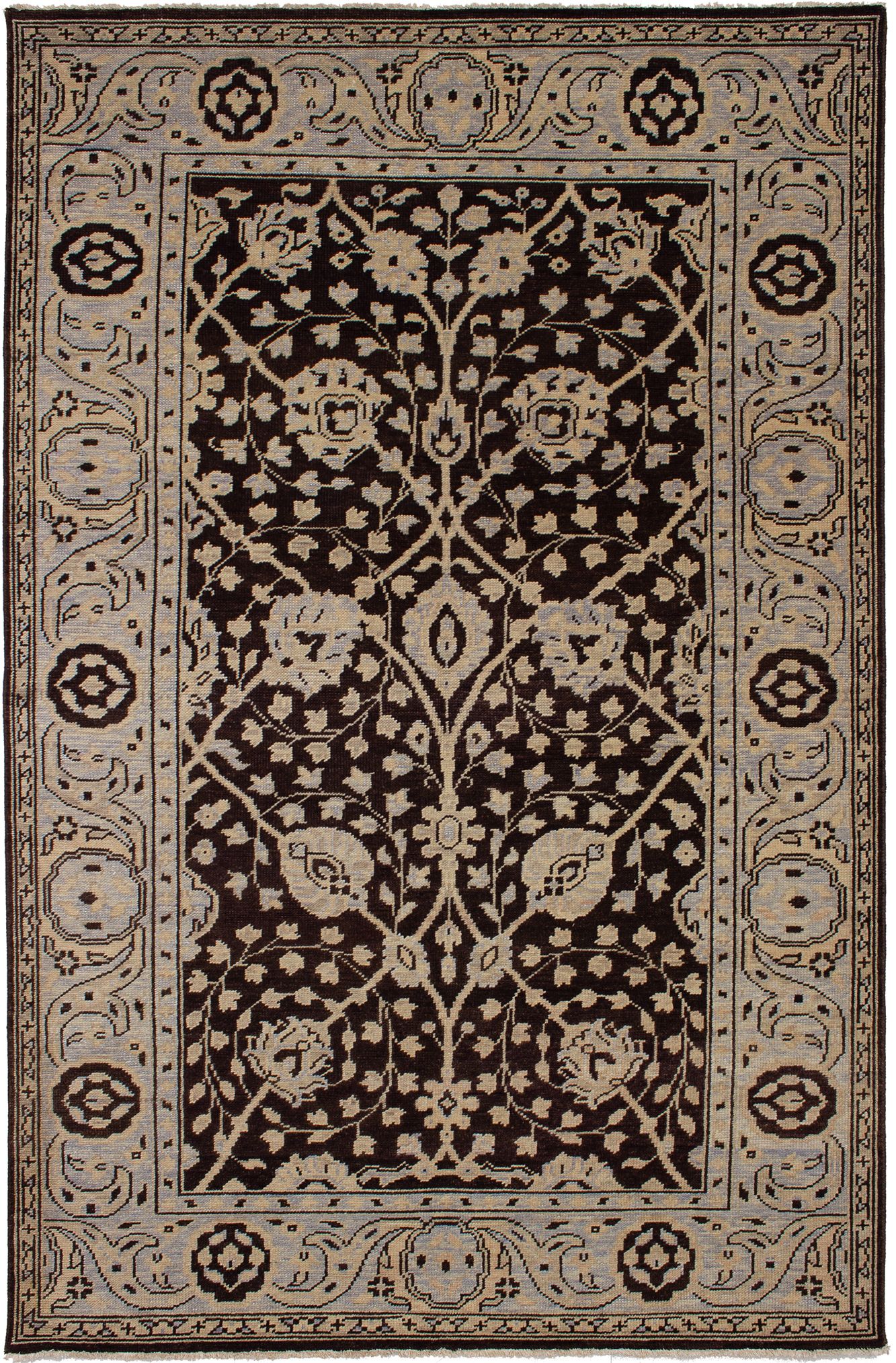 Hand-knotted Beaumont Dark Brown Wool Rug 5'11" x 9'0" Size: 5'11" x 9'0"  