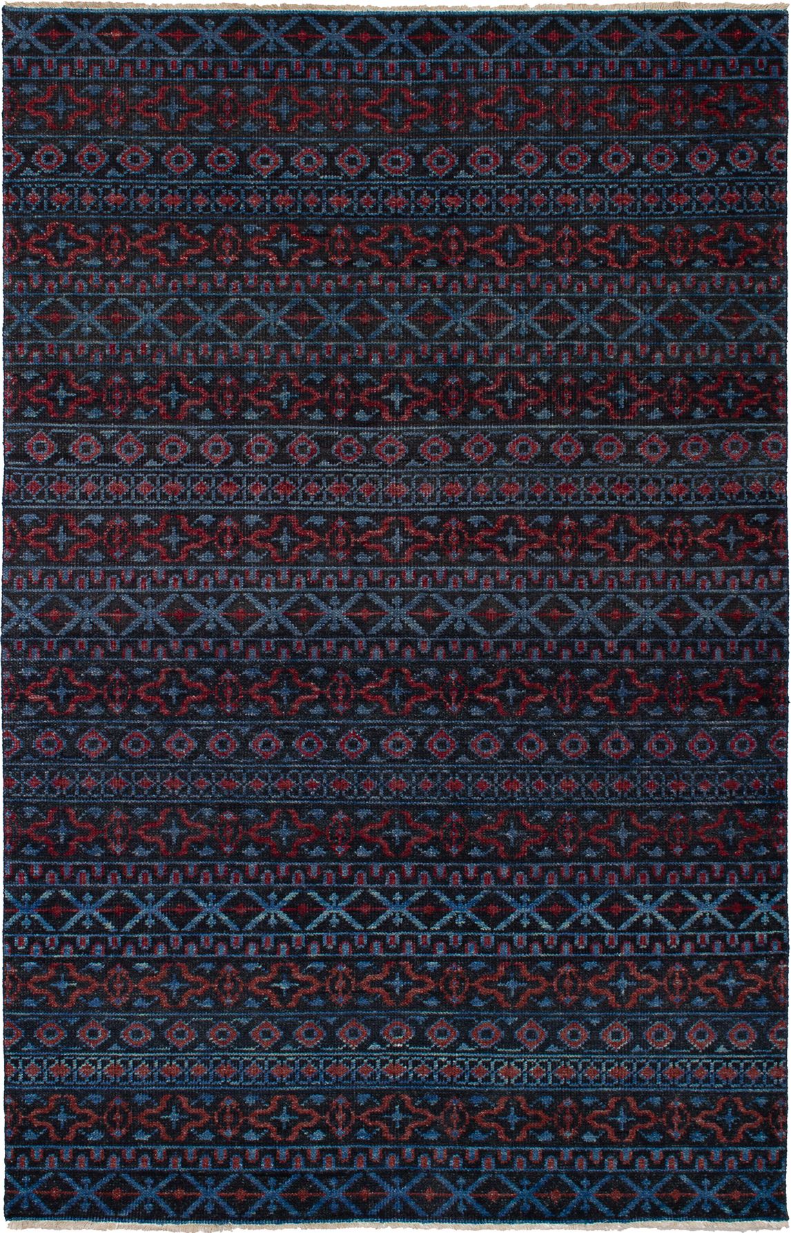 Hand-knotted Sierra Dark Navy Wool Rug 5'0" x 7'10" Size: 5'0" x 7'10"  