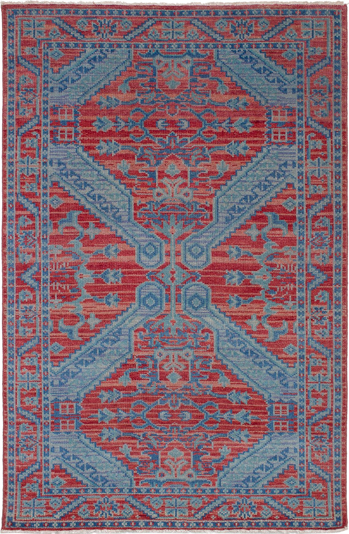 Hand-knotted Beaumont Light Red Wool Rug 4'11" x 7'8" Size: 4'11" x 7'8"  