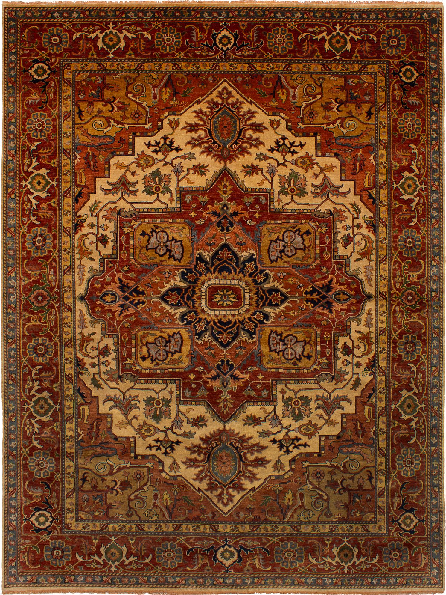 Hand-knotted Jules-Sultane Dark Copper, Ivory Wool Rug 8'11" x 11'10"  Size: 8'11" x 11'10"  