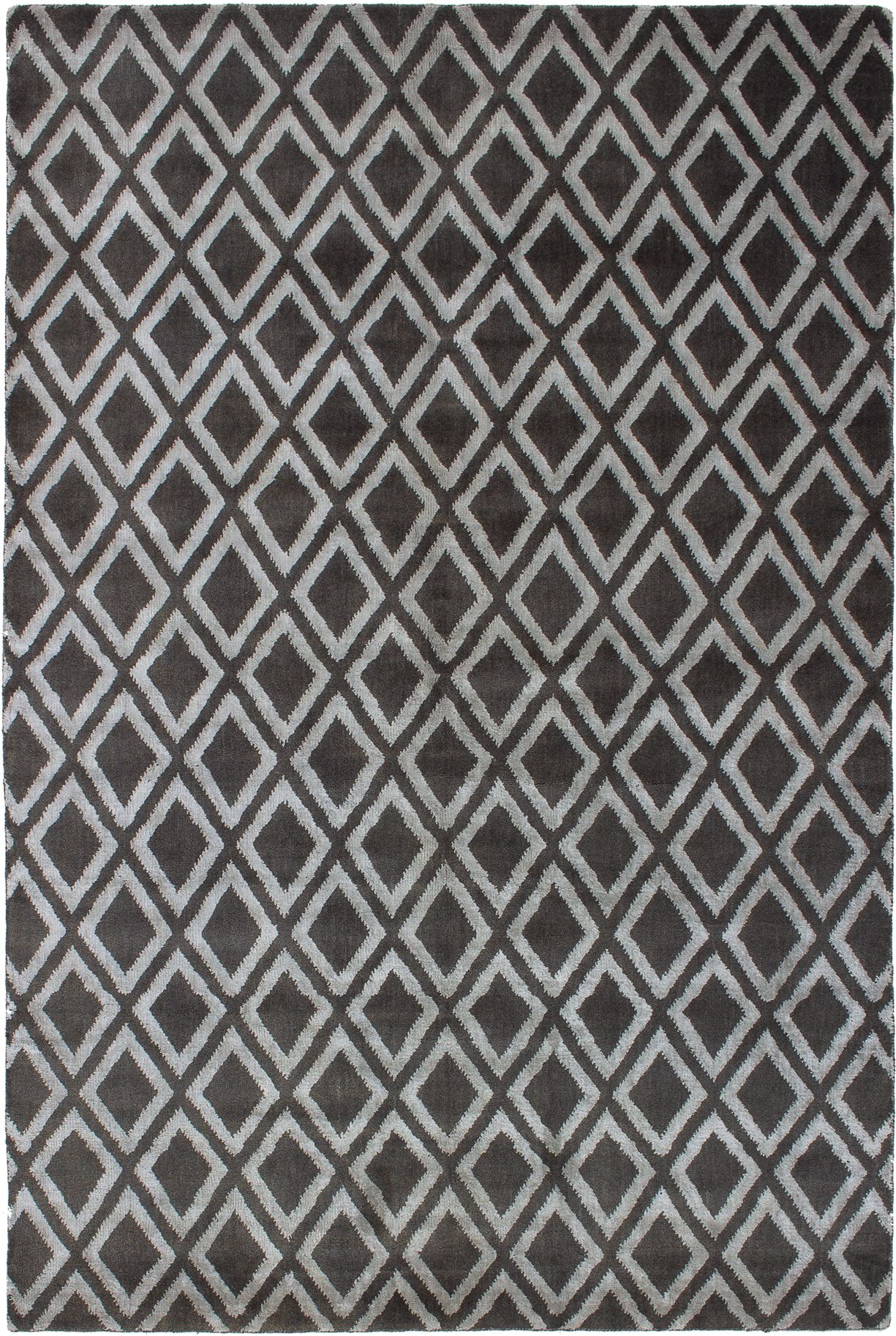 Hand-knotted Luribaft Gabbeh Riz Dark Grey Wool/Silk Rug 5'5" x 8'3" Size: 5'5" x 8'3"  