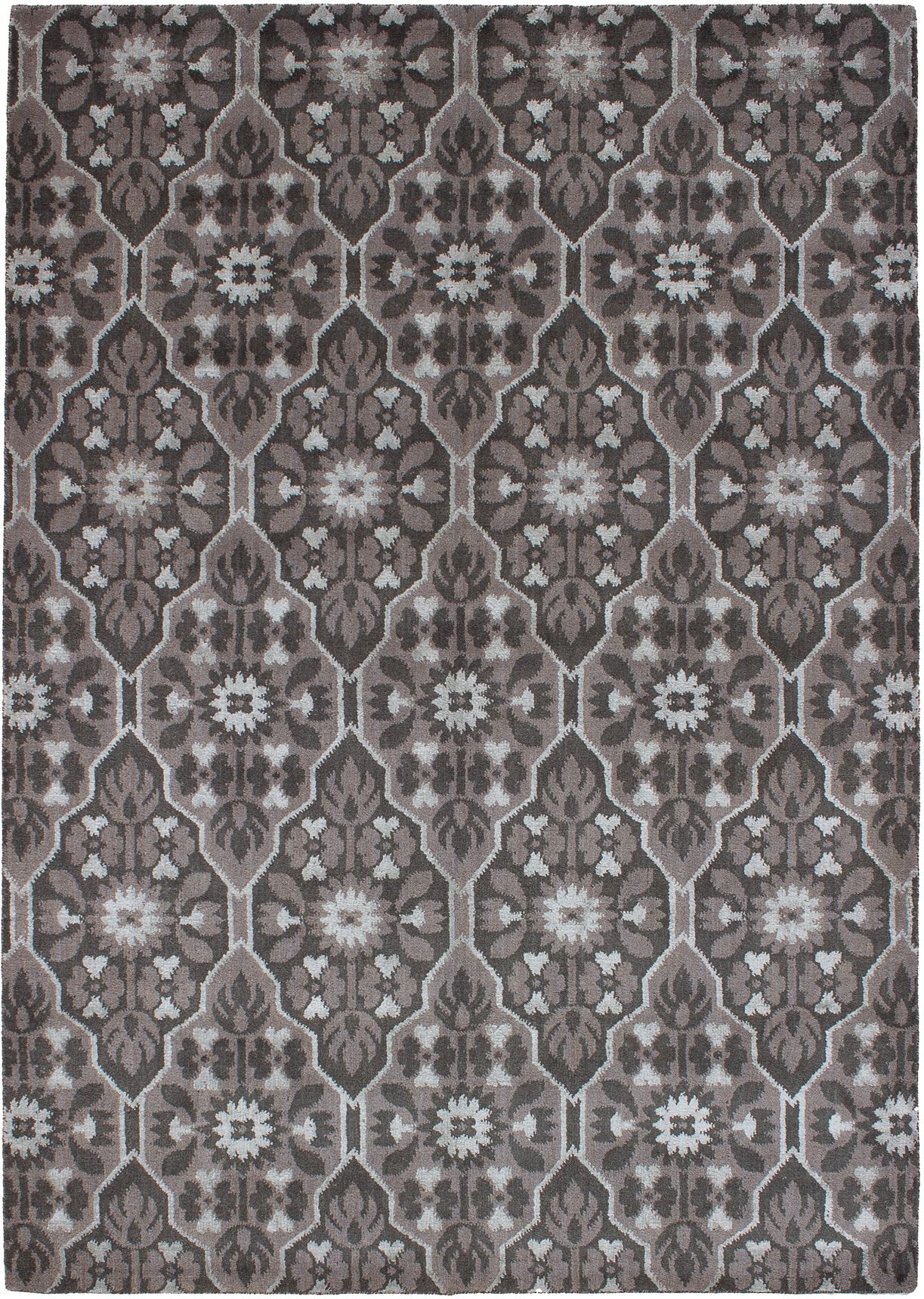 Hand-knotted Luribaft Gabbeh Riz Grey Wool/Silk Rug 5'6" x 7'9" Size: 5'6" x 7'9"  