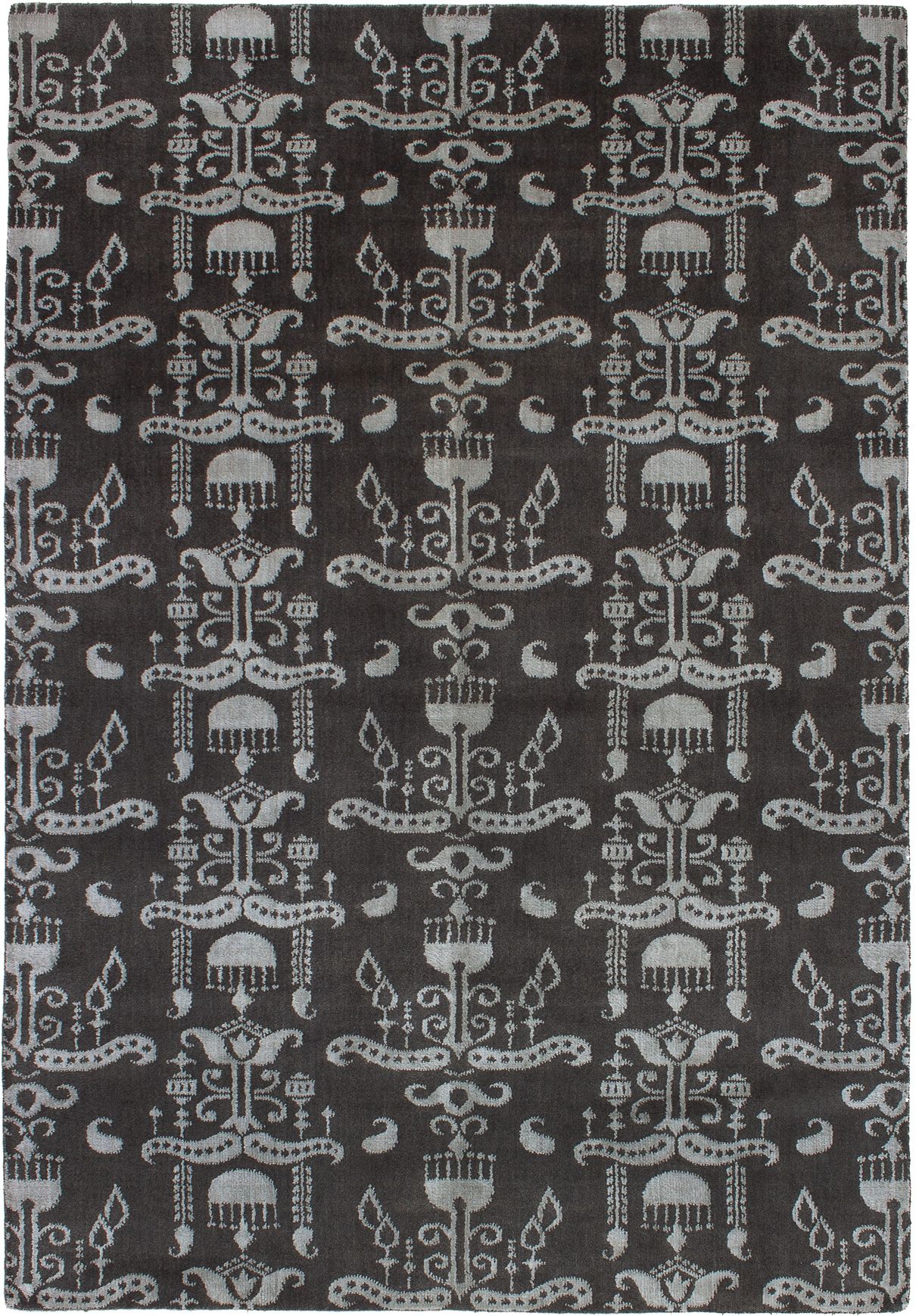 Hand-knotted Luribaft Gabbeh Riz Dark Grey Wool/Silk Rug 5'5" x 7'10" Size: 5'5" x 7'10"  