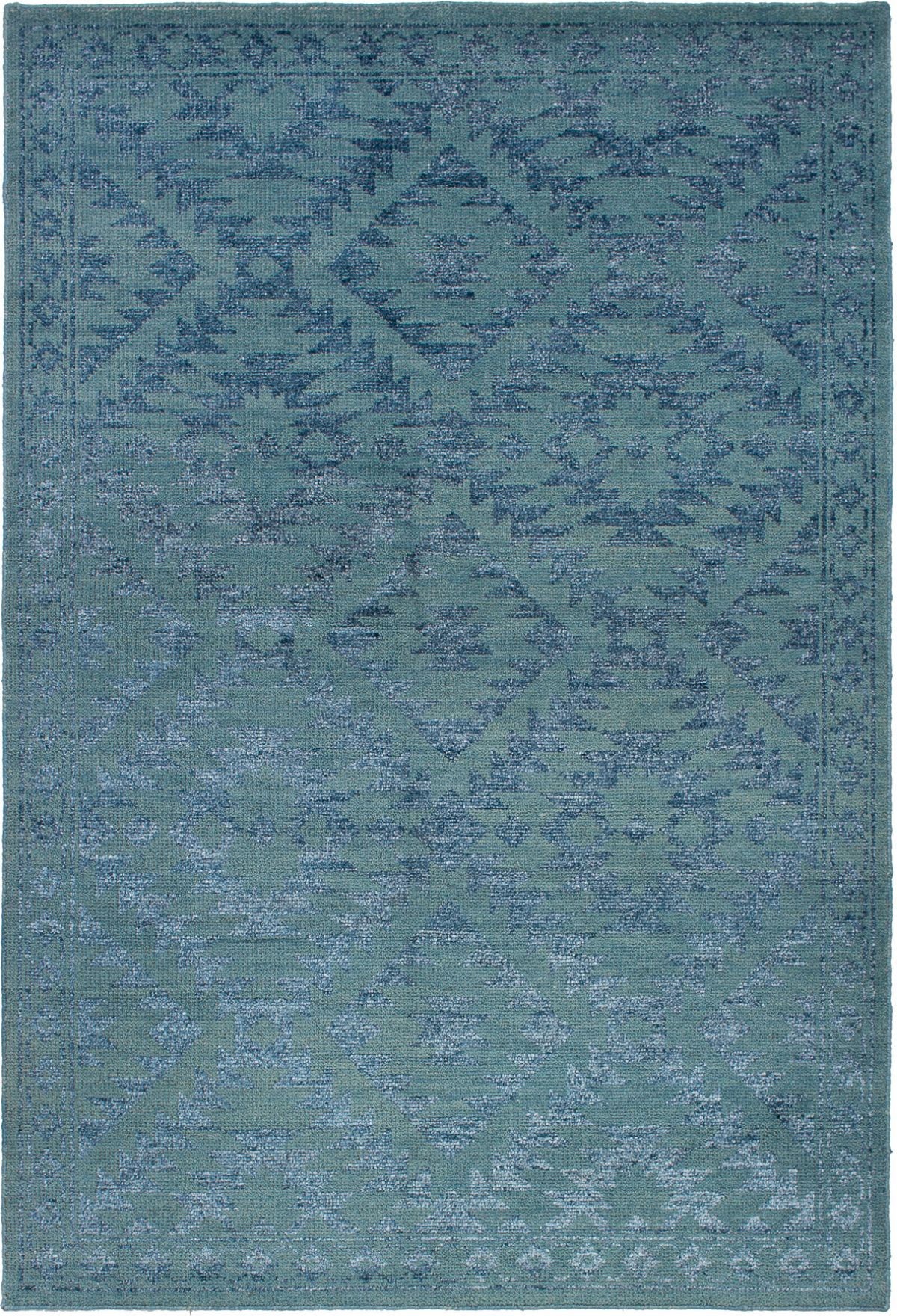 Hand-knotted La Seda Turquoise  Rug 5'3" x 7'10" Size: 5'3" x 7'10"  