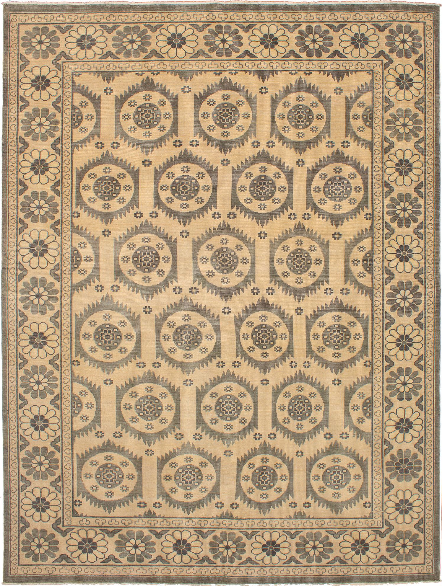 Hand-knotted Beaumont Beige Wool Rug 8'11" x 11'10" Size: 8'11" x 11'10"  
