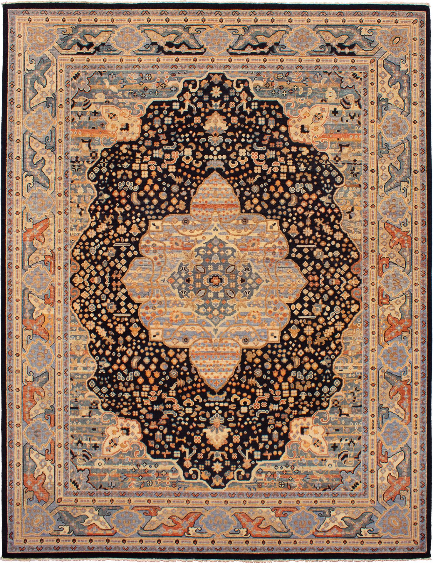 Hand-knotted Beaumont Black Wool Rug 9'2" x 11'11" Size: 9'2" x 11'11"  