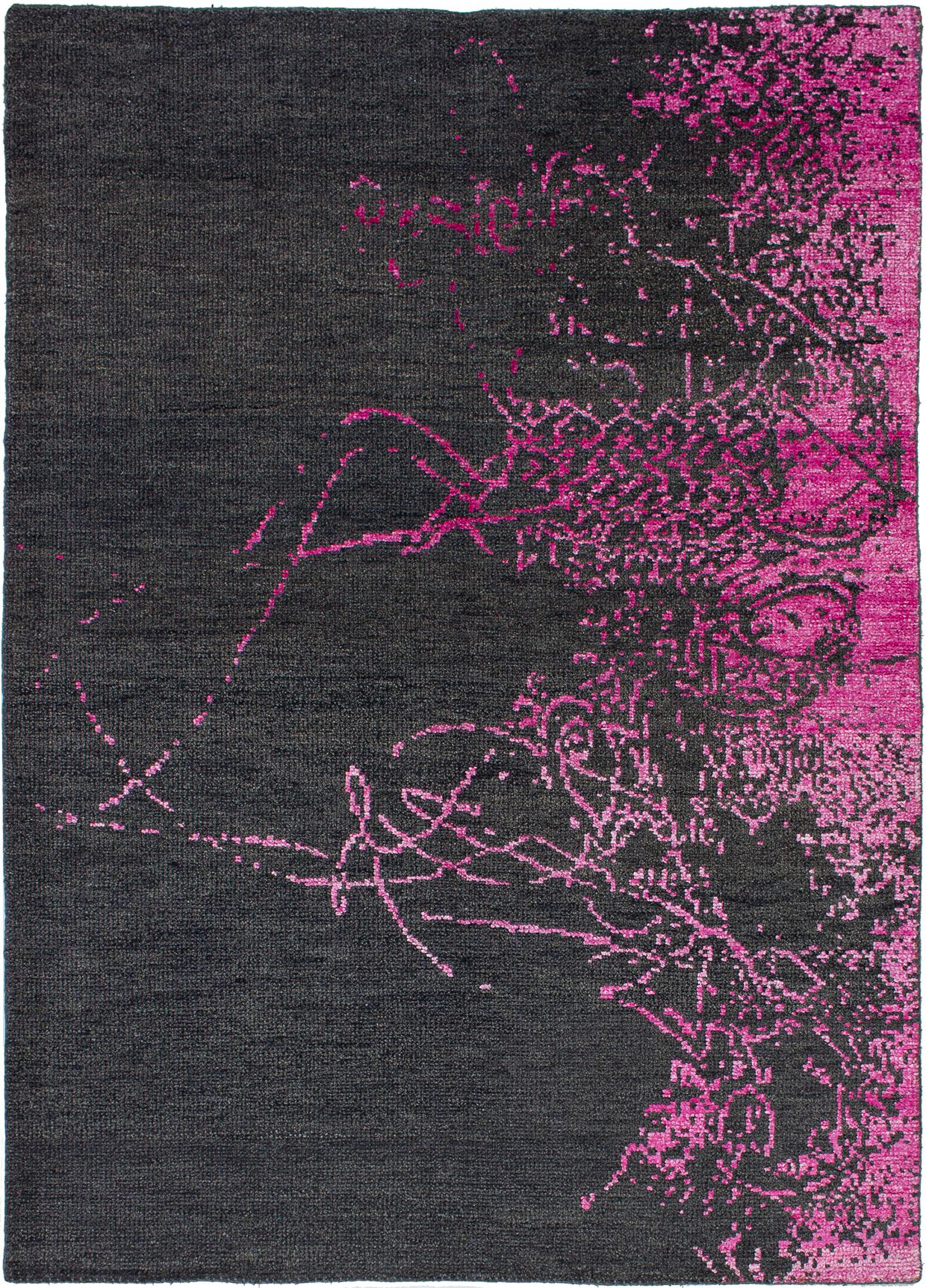 Hand-knotted La Seda Dark Pink  Rug 5'7" x 7'9" Size: 5'7" x 7'9"  