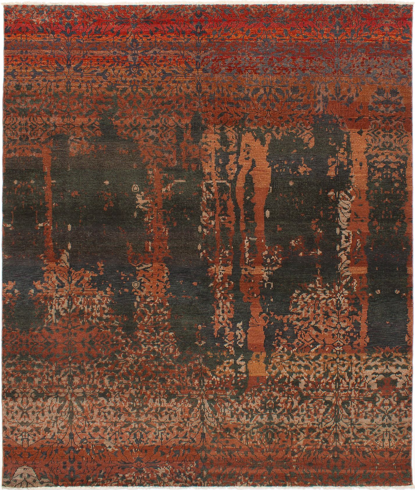 Hand-knotted Sierra Dark Copper, Dark Grey Wool Rug 8'5" x 9'11" Size: 8'5" x 9'11"  