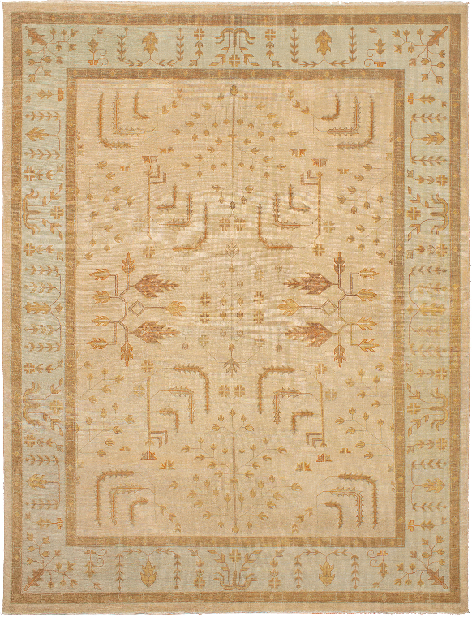 Hand-knotted Beaumont Tan Wool Rug 9'1" x 11'11" Size: 9'1" x 11'11"  