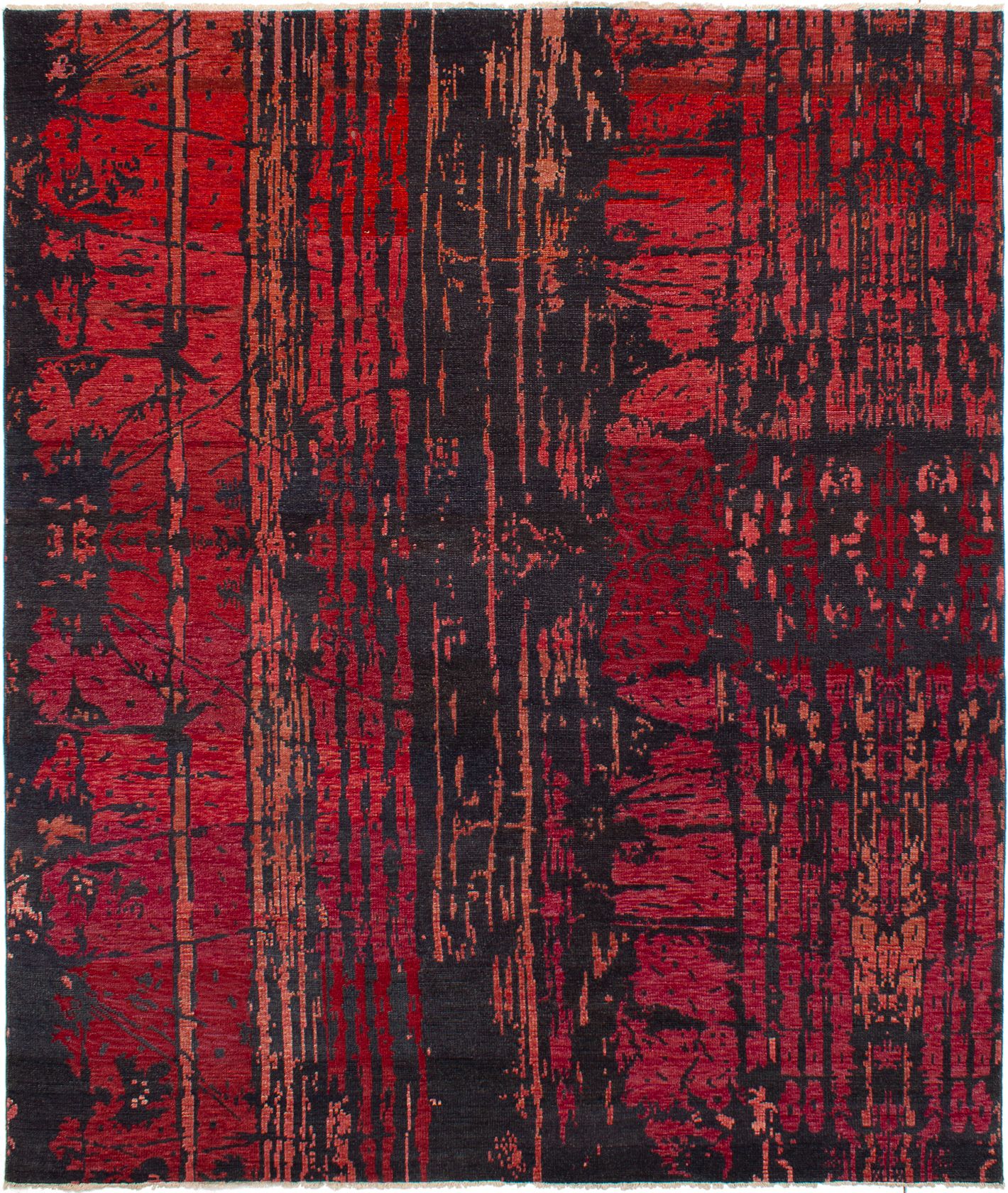 Hand-knotted Sierra Black, Red Wool Rug 8'5" x 9'11" Size: 8'5" x 9'11"  