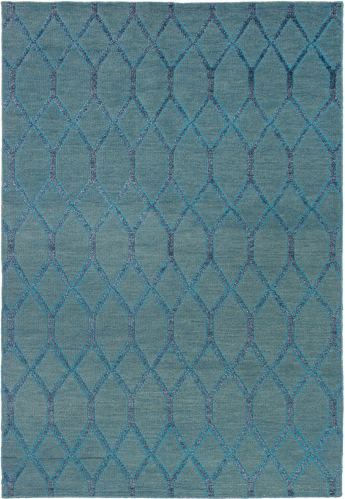 Hand-knotted La Seda Turquoise Wool/Silk Rug 5'3" x 7'9" Size: 5'3" x 7'9"  