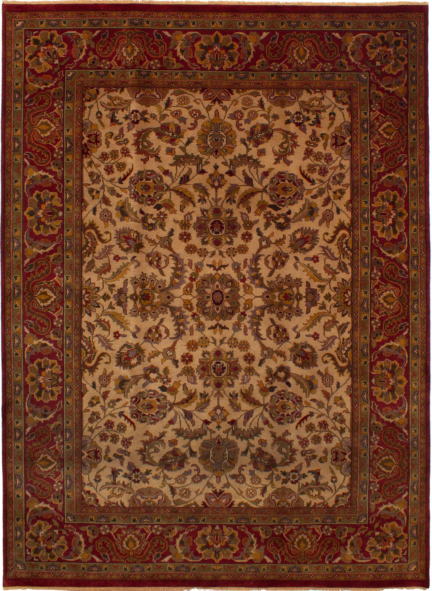 Hand-knotted Finest Agra Jaipur Ivory Wool Rug 8'7" x 11'7" Size: 8'7" x 11'7"  