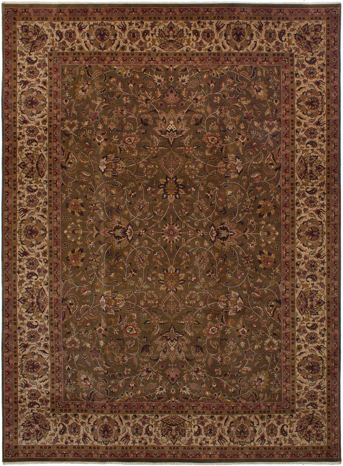 Hand-knotted Jamshidpour Dark Olive Green Wool Rug 8'8" x 11'8" Size: 8'8" x 11'8"  