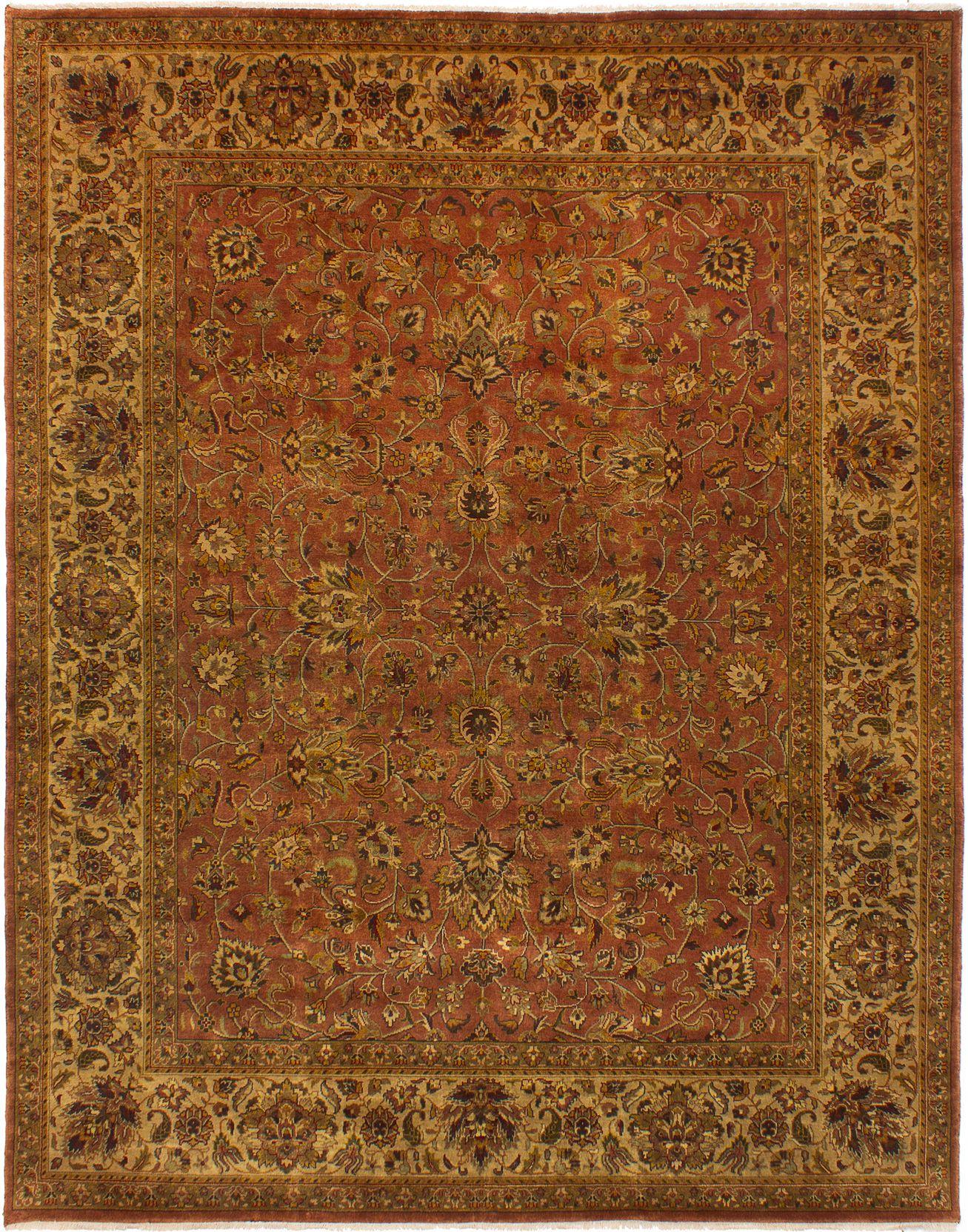 Hand-knotted Jamshidpour Copper Wool Rug 7'9" x 9'9" Size: 7'9" x 9'9"  