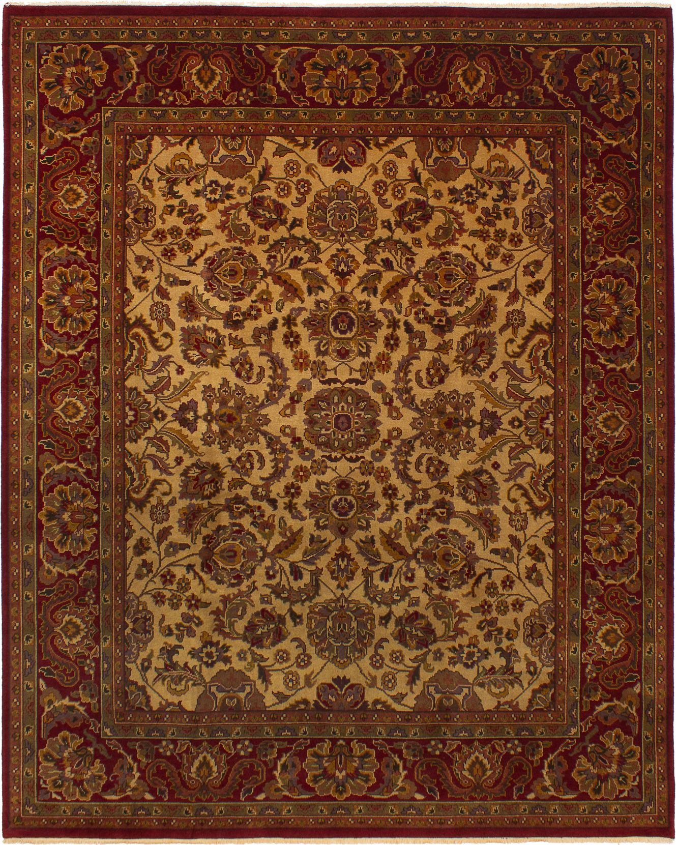 Hand-knotted Finest Agra Jaipur Ivory Wool Rug 7'11" x 9'10" Size: 7'11" x 9'10"  