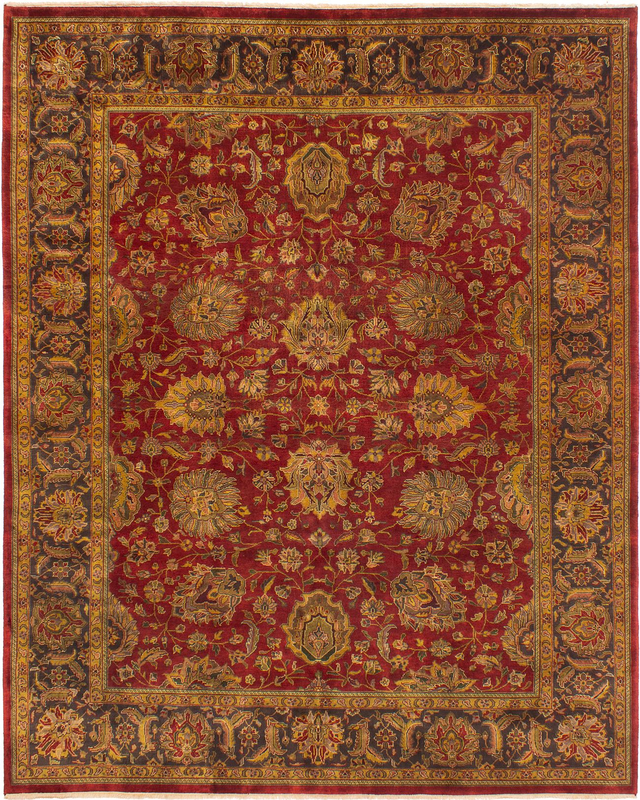 Hand-knotted Jamshidpour Dark Red Wool Rug 7'9" x 9'7" Size: 7'9" x 9'7"  