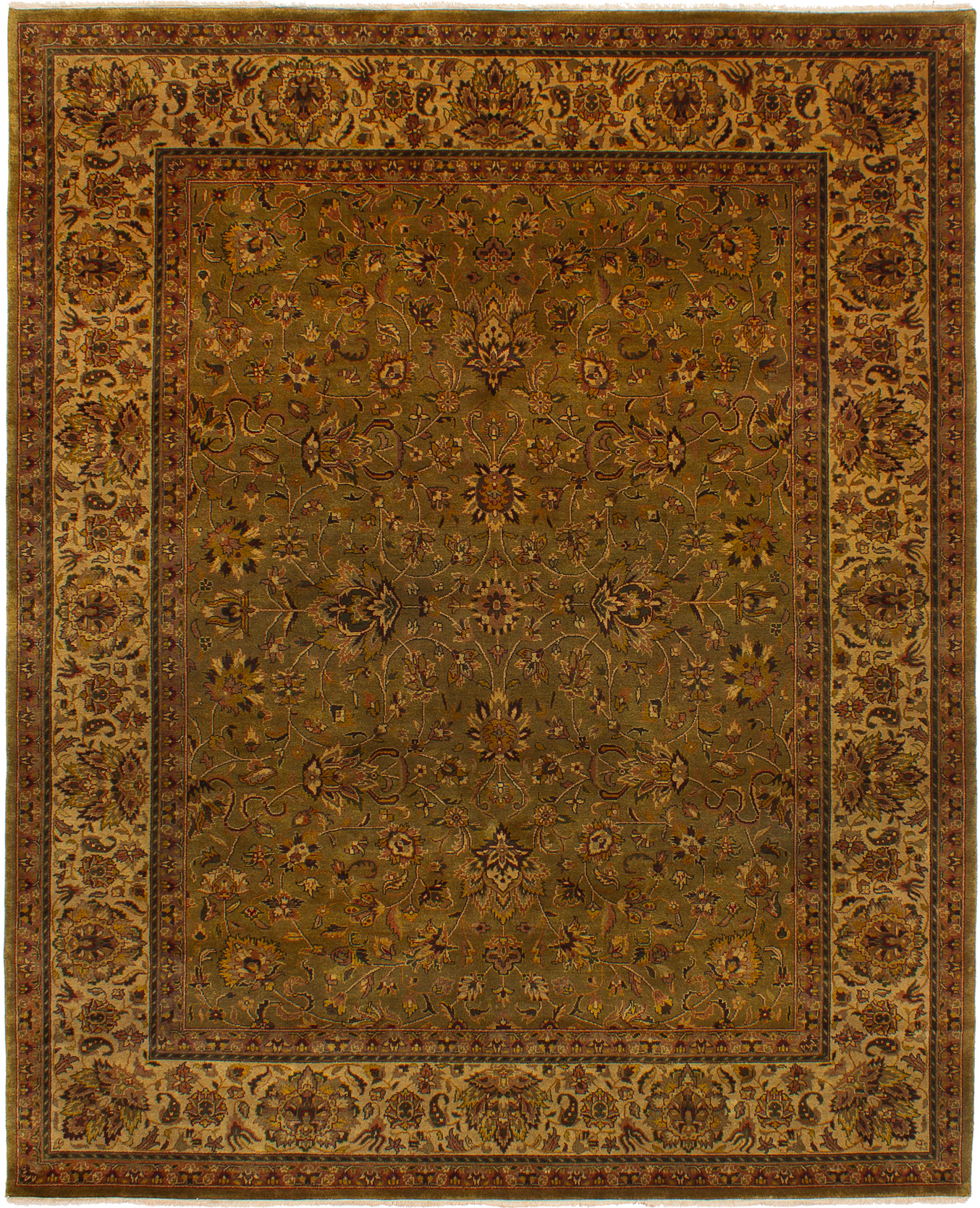 Hand-knotted Jamshidpour Green Wool Rug 8'0" x 9'10" Size: 8'0" x 9'10"  