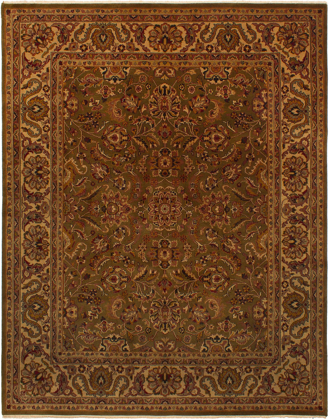Hand-knotted Finest Agra Jaipur Dark Olive Green Wool Rug 7'11" x 10'0" Size: 7'11" x 10'0"  